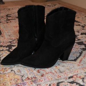 Suede Black Booties